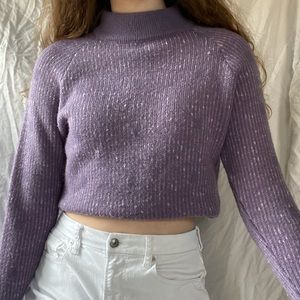 British vogue purple polka dot sweater size medium crewneck vintage knit cute